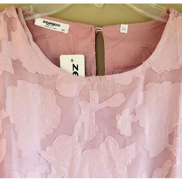 Zeagoo Womens Shirt Scoop Neck 3/4 Sleeve‎ Lined Blouse Pink Size XXL NEW - Picture 5 of 5